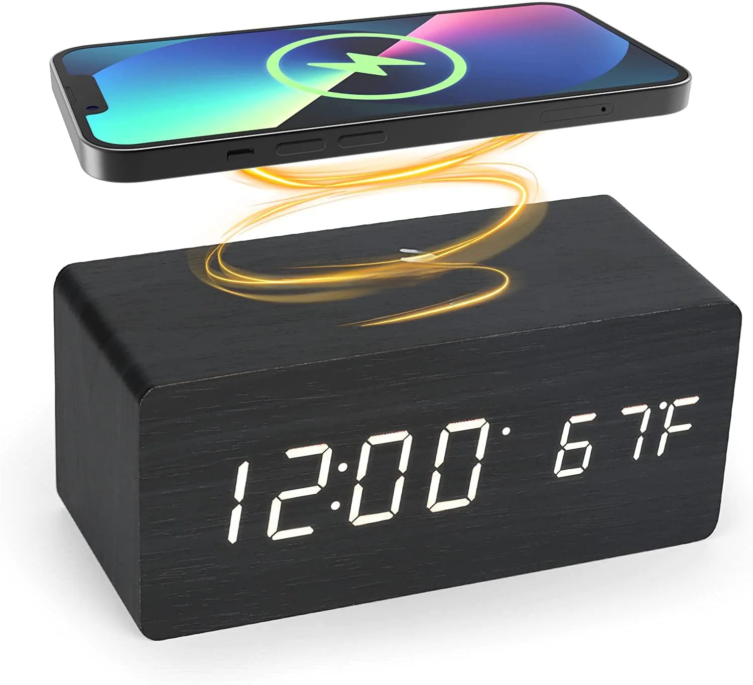 Multifunctional LED Digital Alarm Clock with Wireless Charging